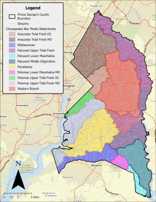 Map of Chesapeake Bay Program watersheds within the County